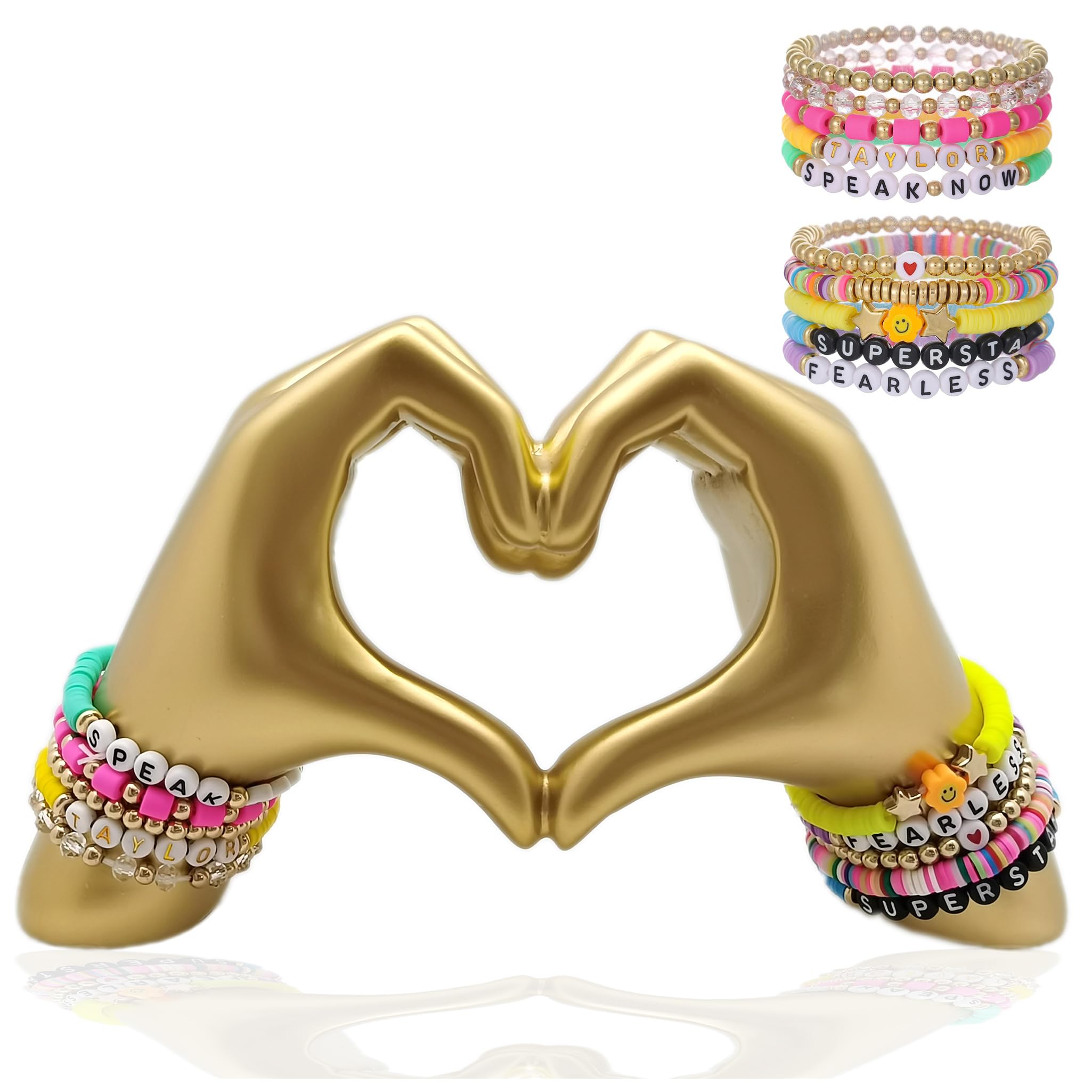 Golden Heart Hands Sculpture – Modern Resin Gold Decor for Shelf, Desk, or Room Aesthetic | Symbol of Love | Unique Gift for Women, Friends