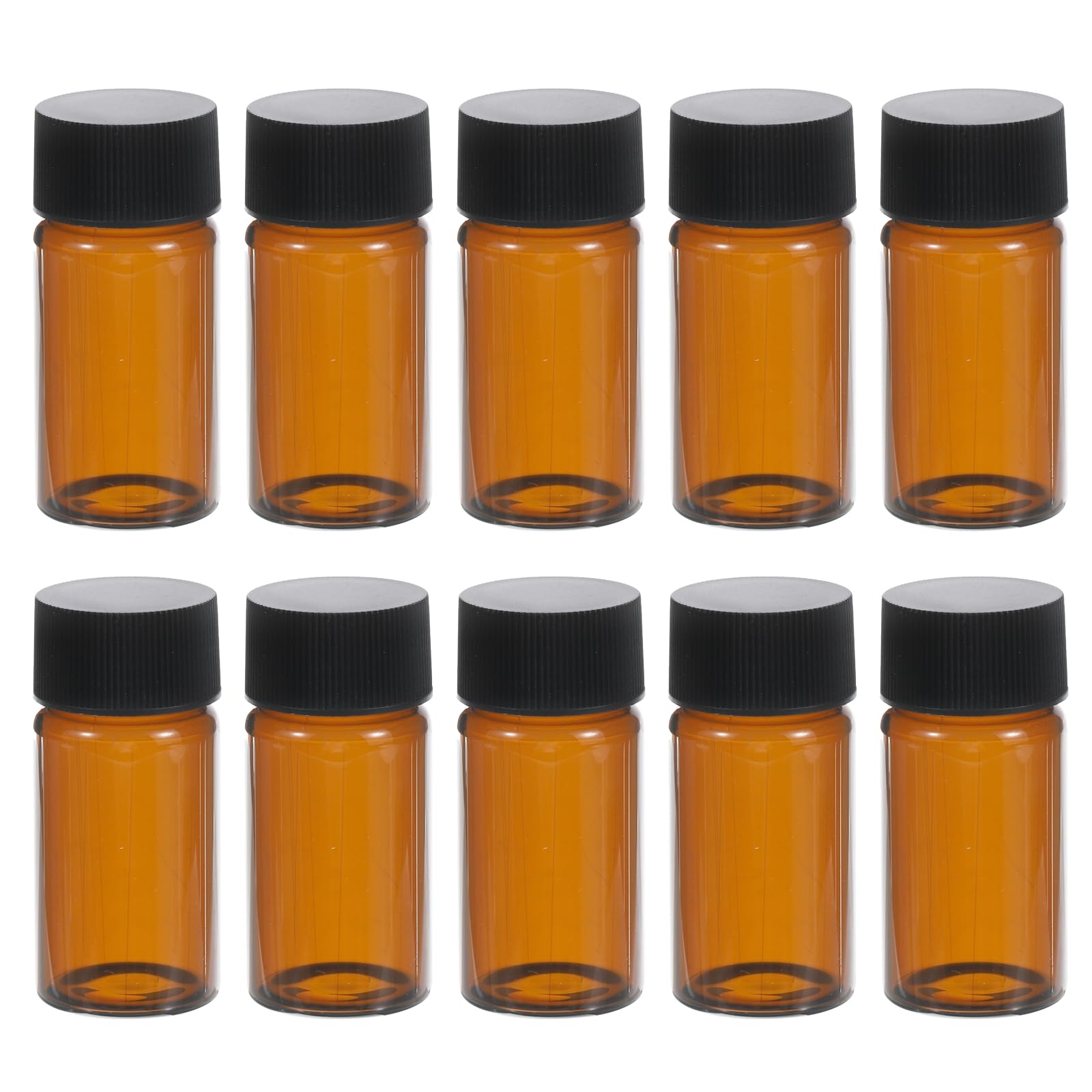 PATIKIL 20mL Medios Almacenamiento Botella, 15 Paquete Reactivo Medios Botella Vidrio Botellas con Plástico Tornillo Tapa para Laboratorio Hogar Aula, Ámbar