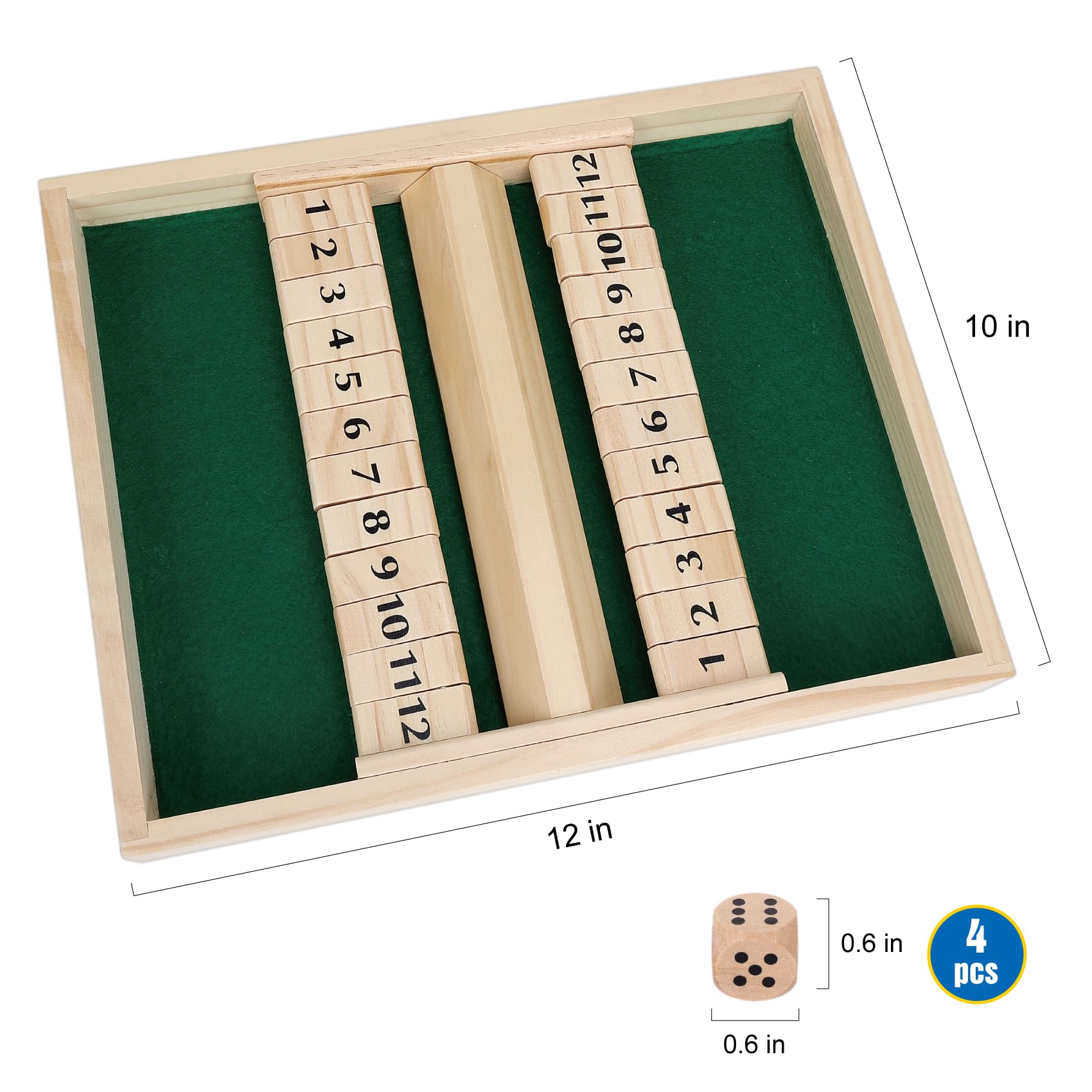 GOTHINK Shut The Box - Gioco Da Tavolo In Legno Per 1-4 Giocatori, Con Dadi, Educativo E Per Feste
