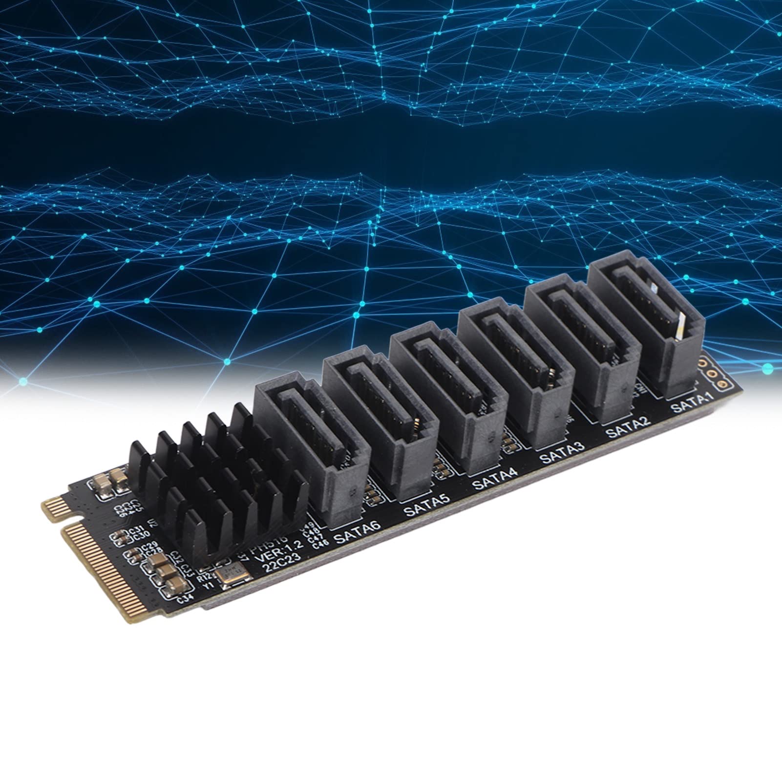 PCIE3.0 to SATA3.0 Adapter Card with 6 Ports, M.2 to SATA3.0