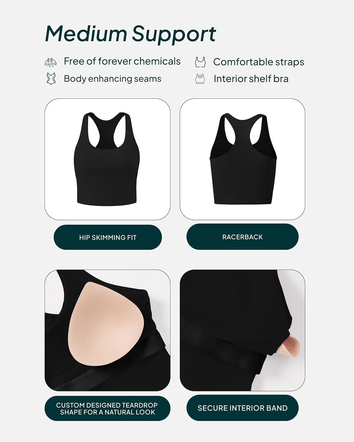 PAVOI ACTIVE Racerback Workout Tank Tops for Women Built in Bra - Medium Support Scoop Athletic Tank Top Shelf Bra, HiPerform - Image 4