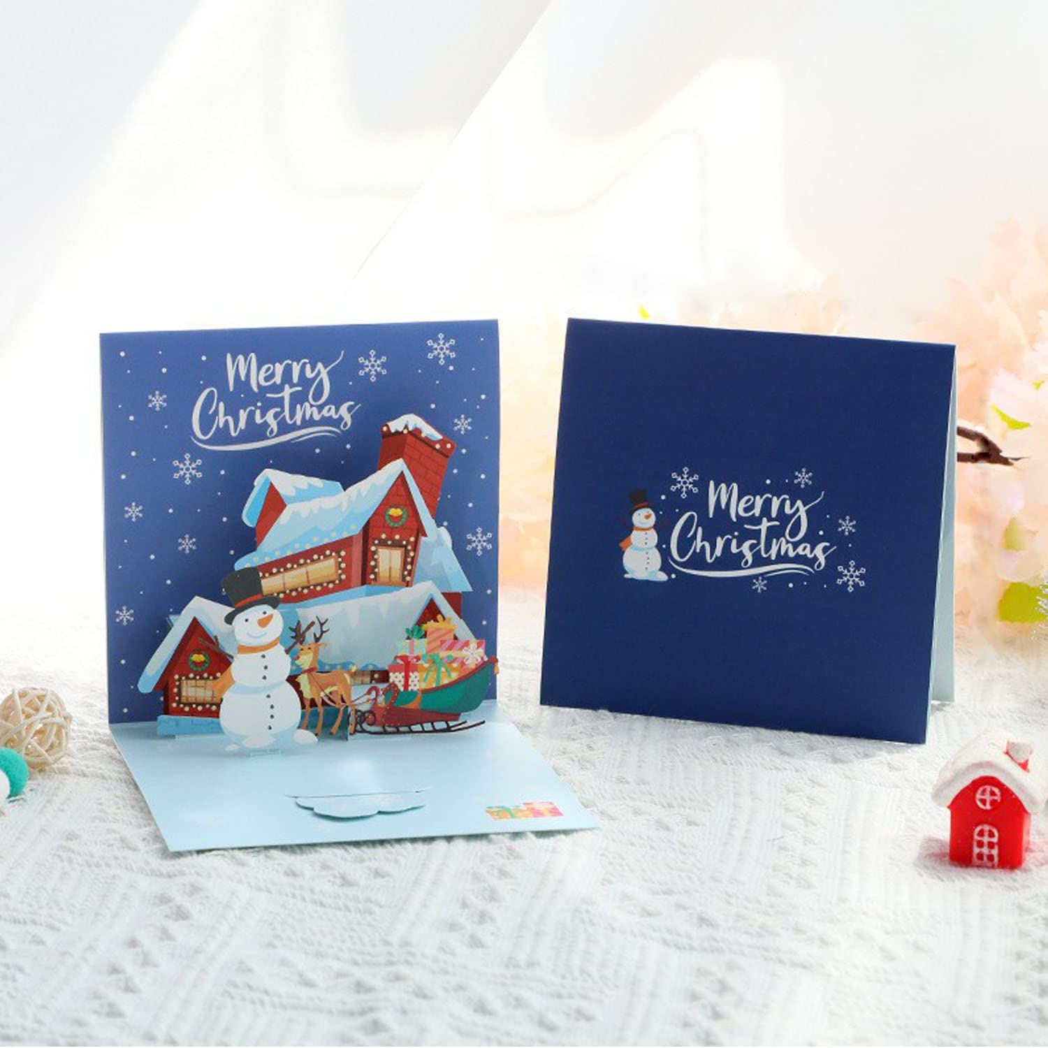 Biglietti Di Natale Pop-up 3D Fatti A Mano Con Busta E Tag Messaggio, 7,9x15 Cm - 2