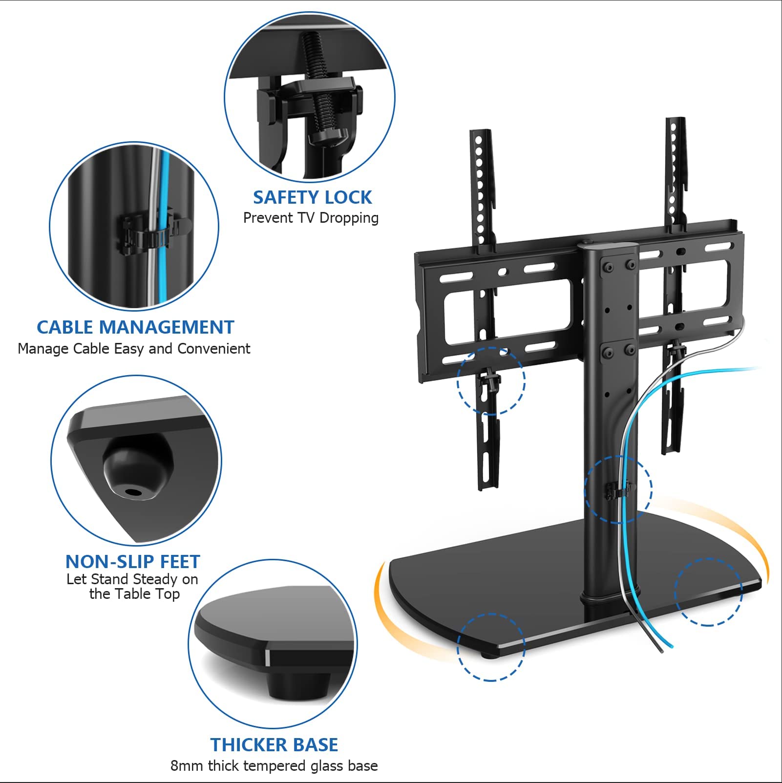 RFIVER Swivel Tabletop TV Stand for 2655 inch LCD/LED/Plasma TV,Height