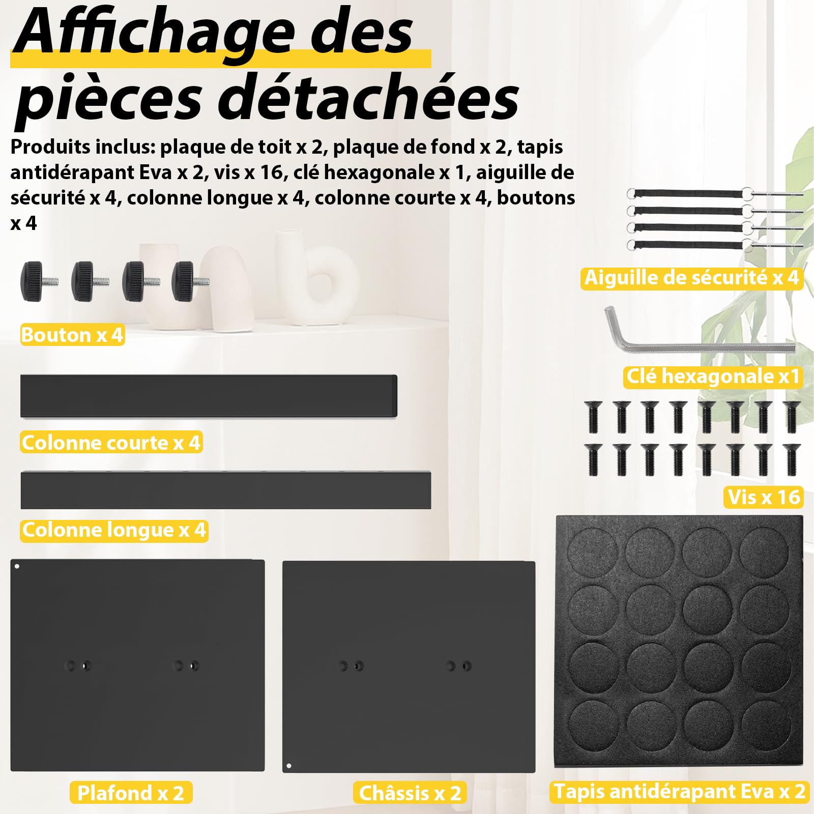 OUUTMEE Supports d'Enceinte Réglable en Hauteur, Lot de 2 Pieds d'Enceintes Universel avec Gestion des Câbles pour Enceintes Satellites Jusqu'à 20KG (Noir)