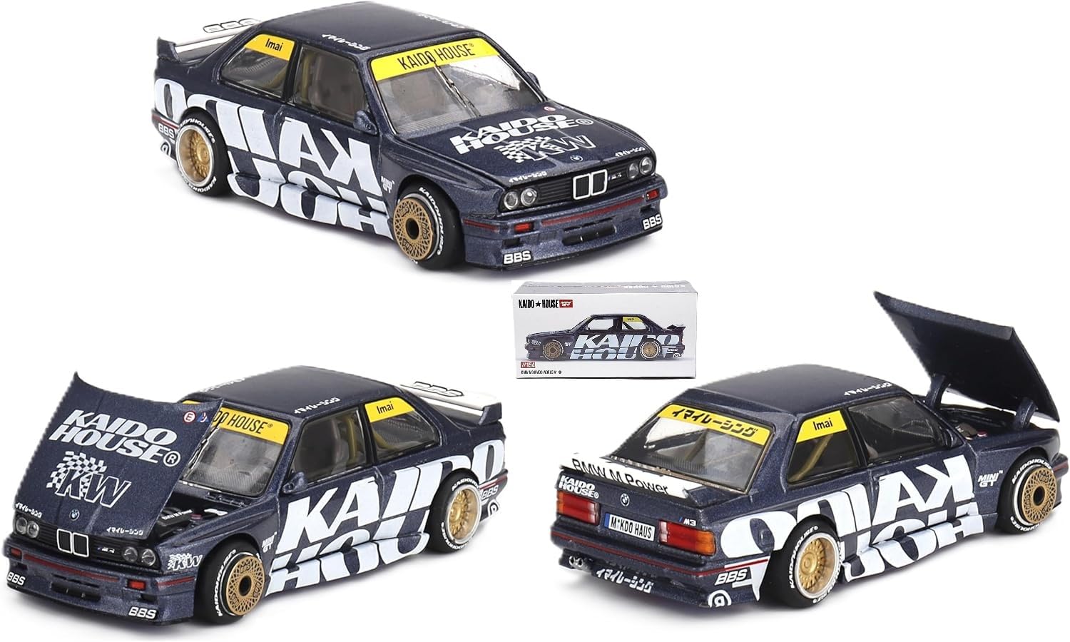 Diecast Collectibles Model Car Compatible with Kaido House x Mini GT 1:64 BMW M3 (E30) Kaido Works V1 Dark Blue Limited Ediiton KHMG154
