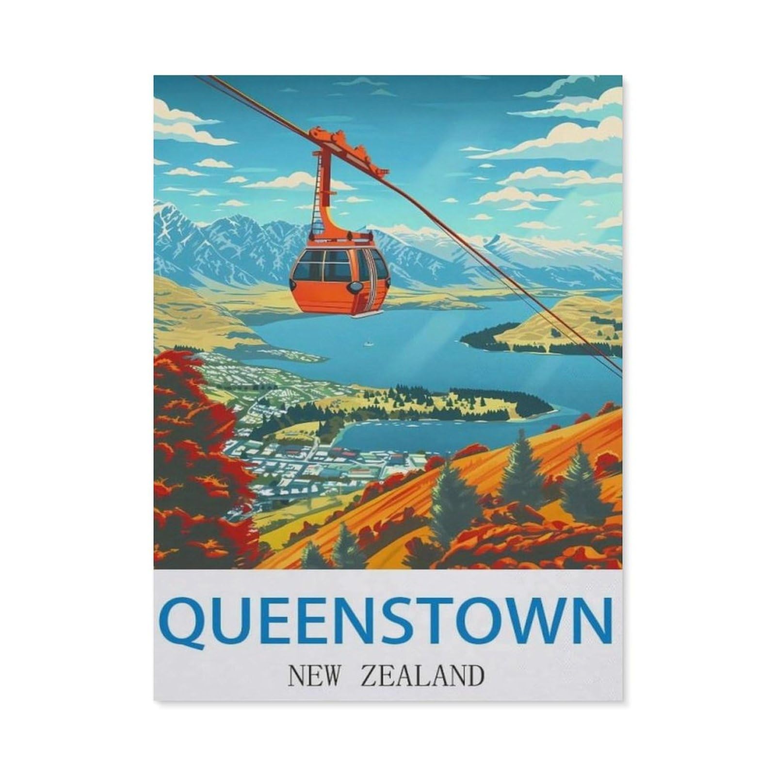 PGCKSK 5D Diamond Painting Set for Adults and Children，Queenstown New Zealand，DIY Diamond Crystal Rhinestone Embroidery Painting（40 x 50 cm/15.74 x 19.68 inches）-DG97