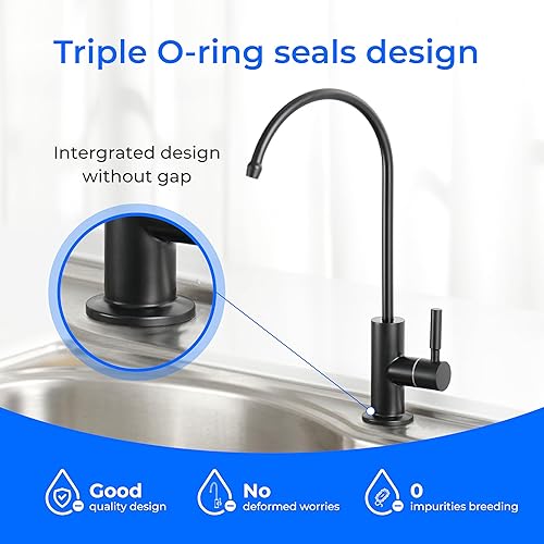 Miniatura 3 de Waterdrop Grifo de agua filtrada para fregadero de cocina, ósmosis inversa, acero inoxidable, negro