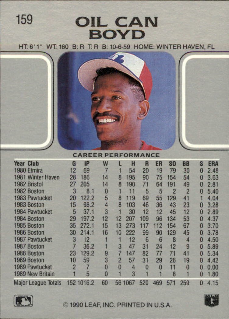 Amazon.com: 1990 Leaf Baseball Card #159 Oil Can Boyd