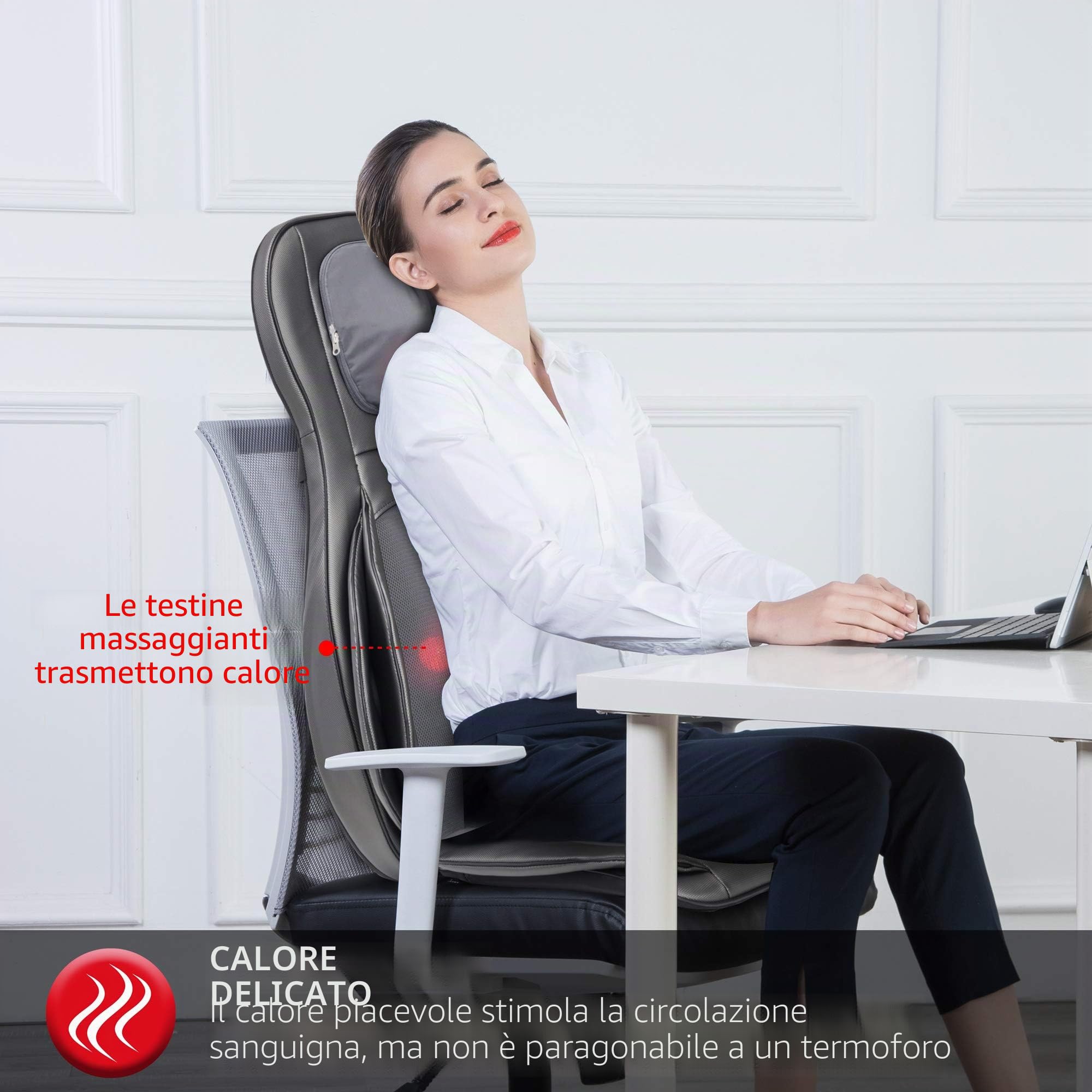Comfier Massaggiatore Schiena e Collo con Compressione d’Aria, Shiatsu Massaggiatore Elettrico con Calore e rotolamento, Sedile Massaggiante per Tutto il Corpo