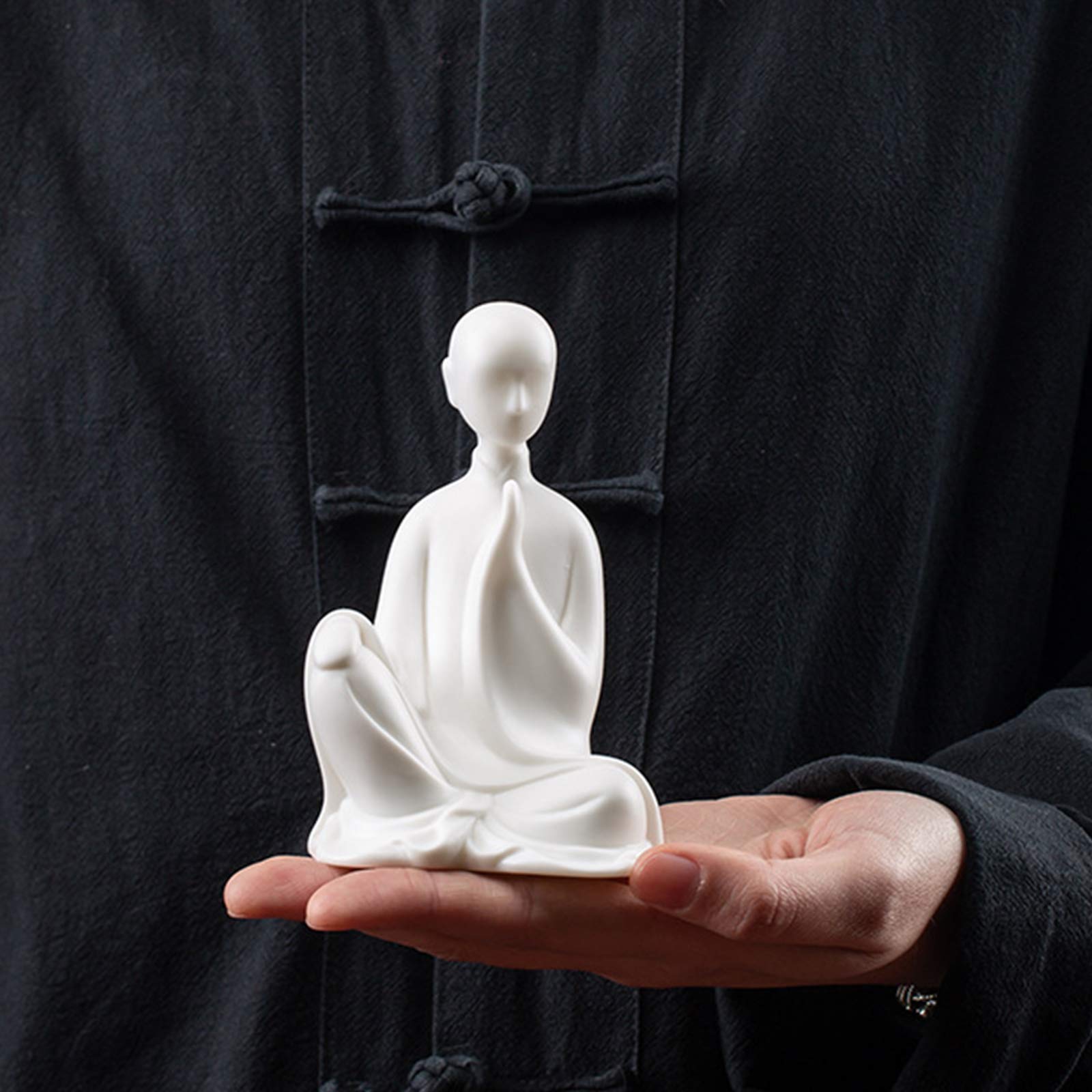 Set di Statuette di Statue di monaci in Ceramica Bianca Buddha Senza Fase Sculture Fatte a Mano per Soggiorno, Decorazioni per la casa, Regalo Creativo, Set