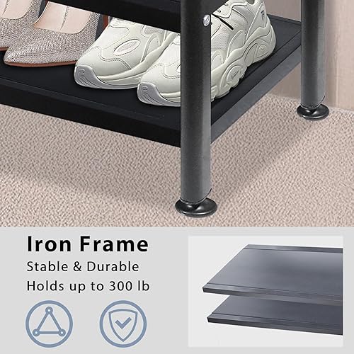 Miniatura 6 de Zapatero para entrada, organizador de almacenamiento de 3 niveles, resistente capacidad de 300 libras, soporte de zapatos para pasillo, sala de