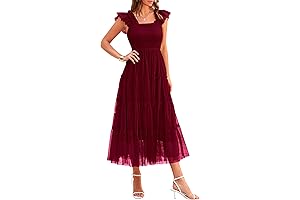 Women's 2024 Flowy Tulle Smocked Summer Sundress