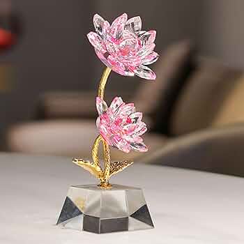 クリスタルクリアフラワー 赤い蝶の置物 ギフト 女性用 ガラス蓮の花 開運 風水 ❤残り1点❤ クリスタルクリアフラワー 赤い蝶の置物