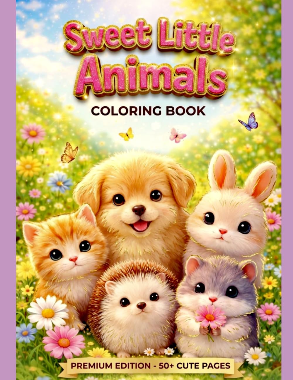 Sweet Little Animals Coloring Book for kids: Adorable Coloring Fun with Kittens, Bunnies &Puppies ,Ages 4-8 ,50 Pages