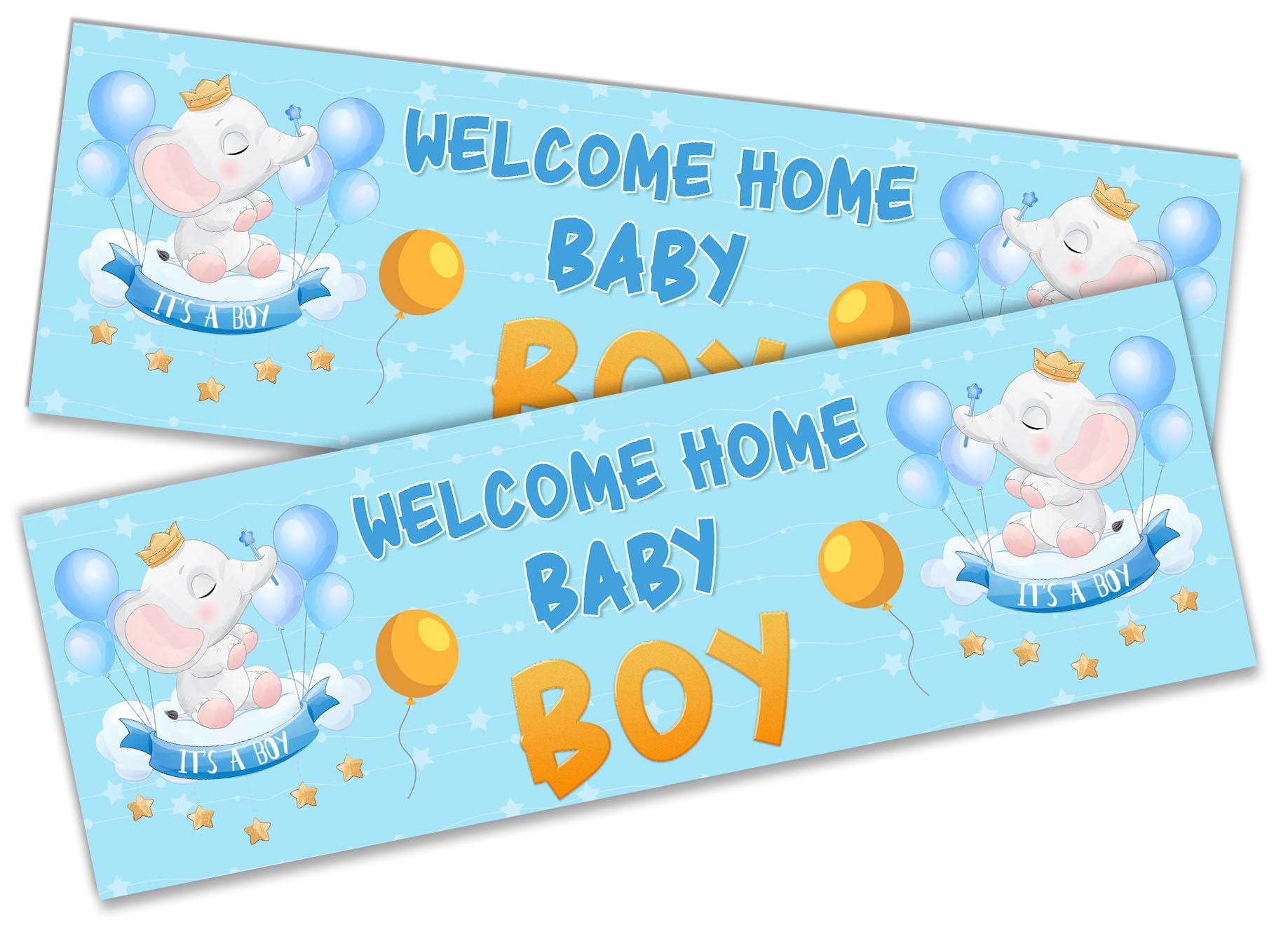 x2 Welcome Home Baby Boy Banner Baby Shower Homecoming Party Decoration 5