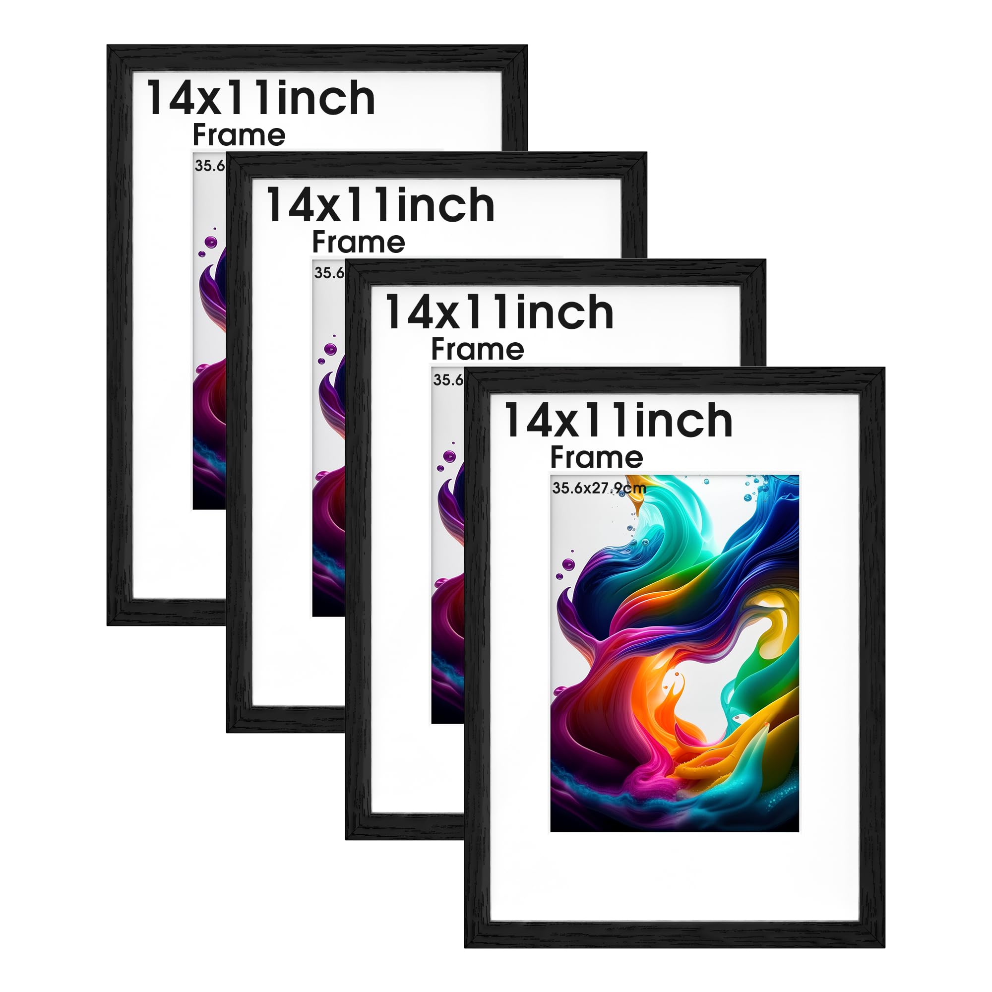 HueeeJot 11x14 picture frame 4 Pack - Wall Gallery 11x14 picture frame with Engineered Wood - Photo Frames Suitable for Artwork, Family Photos, and Gifts for Friends and Relatives, Black โ image 1