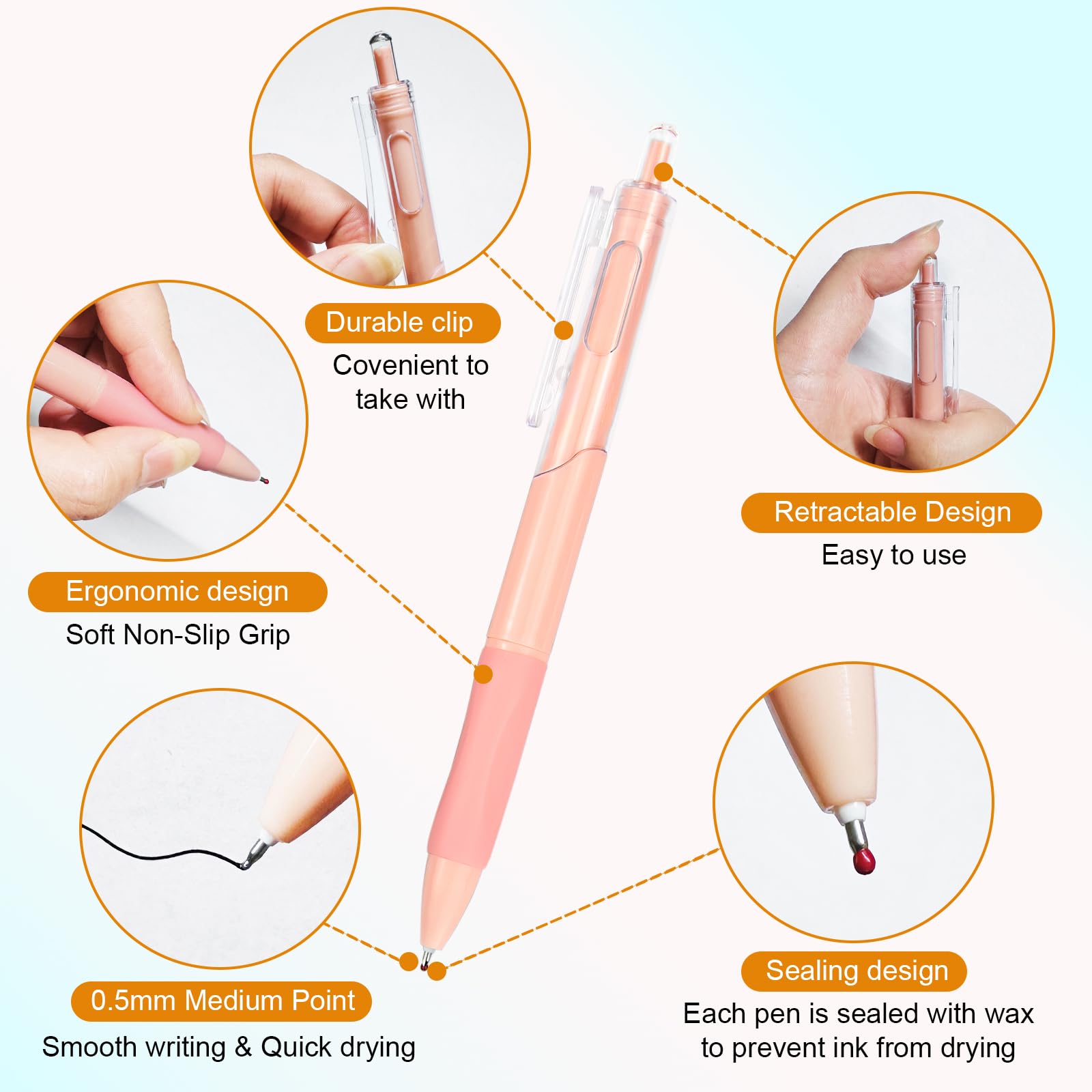 0 5mm Fine Point Ballpoint Pen Box 5 units - Black ink ultra soft grip smooth writing - — view 2