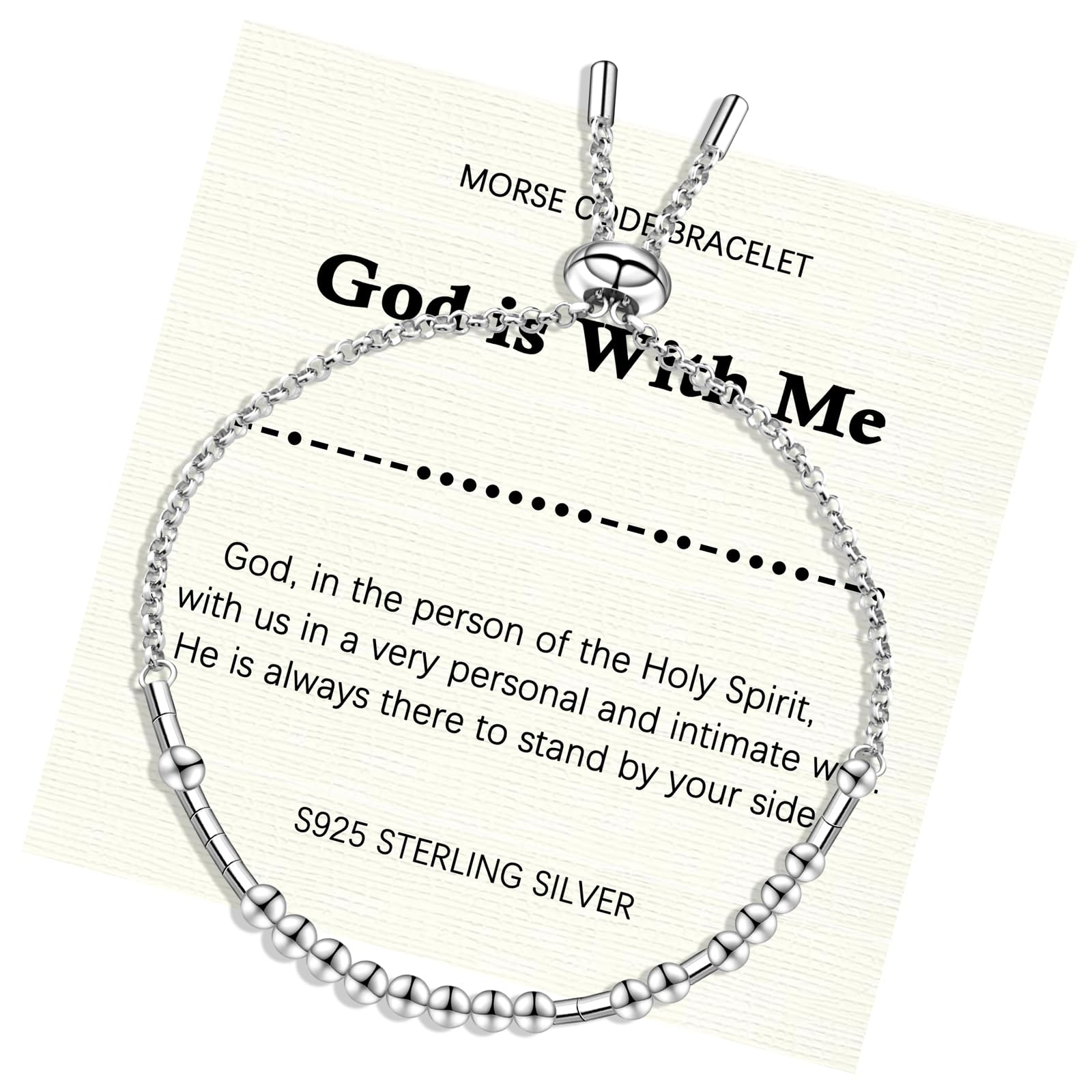 Helonley Morse Code Bracelet - 925 Sterling Silver Inspirational Bracelets