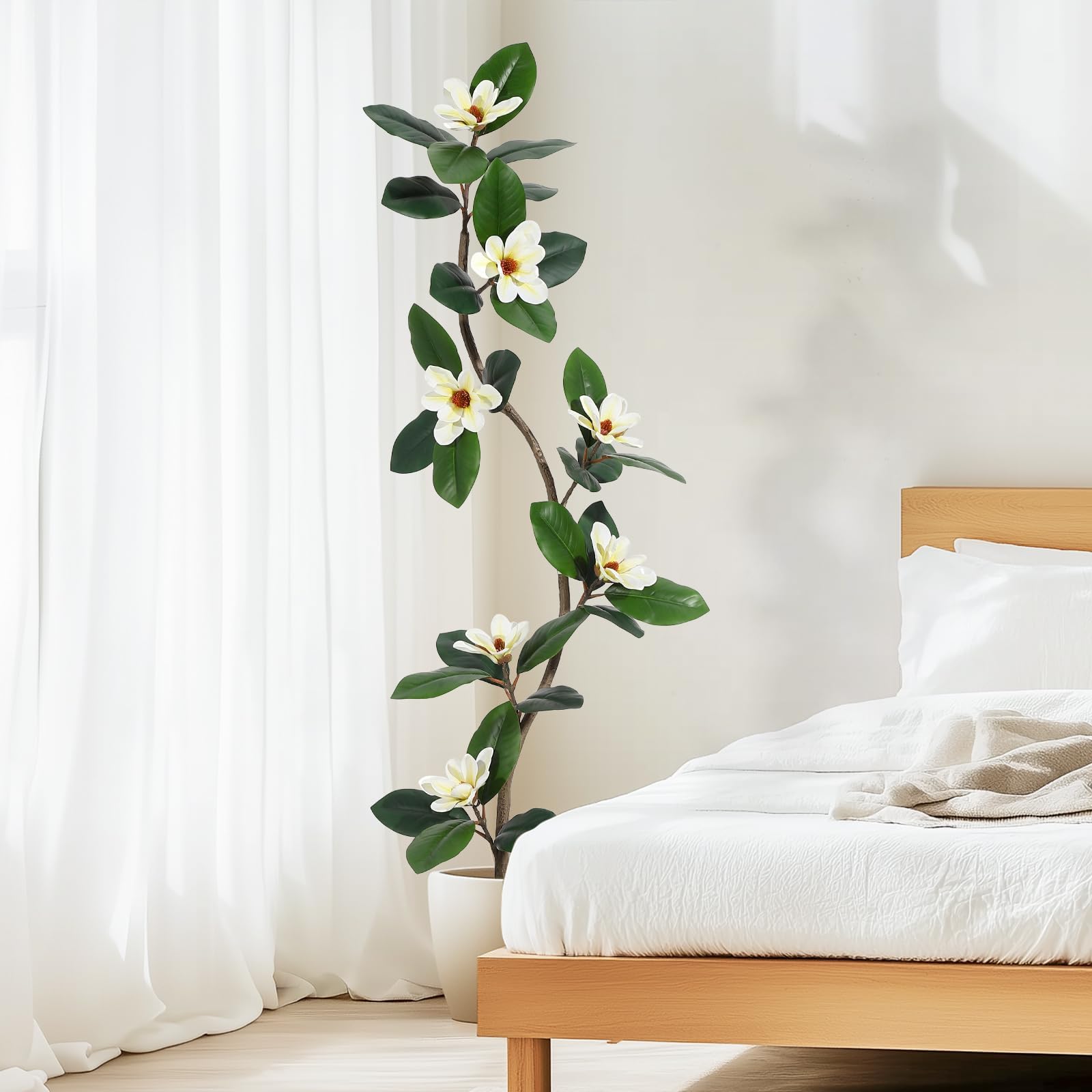 Amazon｜人工観葉植物 大型 フェイクグリーン 高さ150cm 白花付き S字 