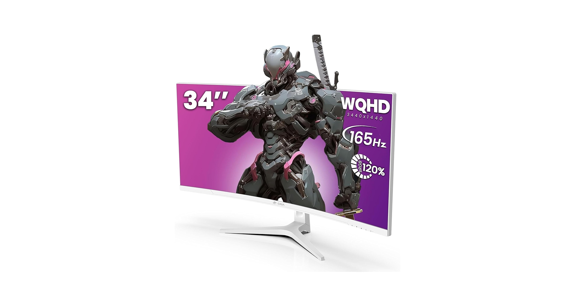 Amazon.com: CRUA 34'' White Gaming Monitor 165Hz/144Hz 21:9