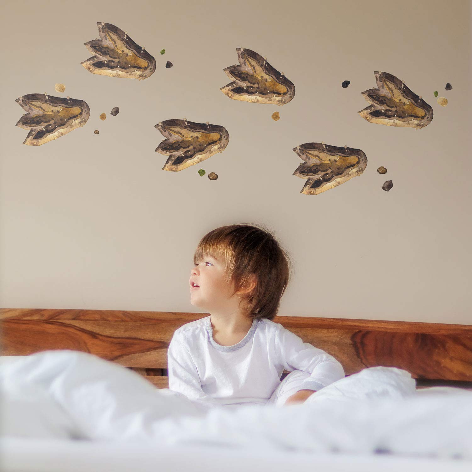Stickerscape Dinosaur Footprints Dinosaur Footprint Wall Stickers – 12 Brown Watercolour Dino Prints For Kids’ Bedroom, Nursery Or Playroom – Easy To Apply & Remove