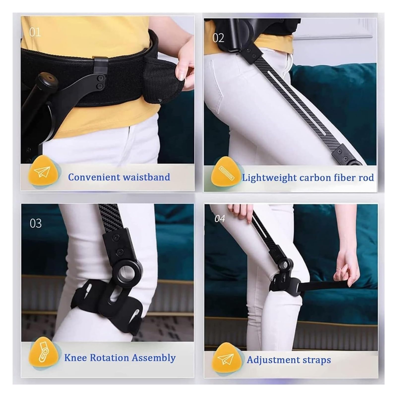 Ausilio Mobilità Anziani, Supporto Bionico Regolabile Gambe | Struttura leggera in carbonio, assistenza movimento passivo, casa e passeggiate, adulti, design ergonomico