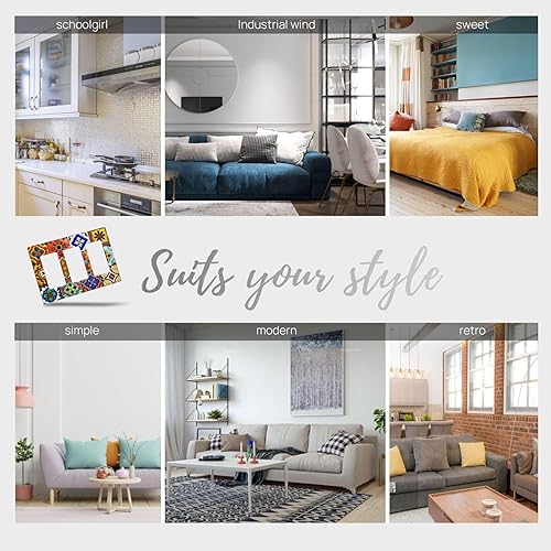 Miniatura 8 de Placa de interruptor de luz basculante de 3 bandas con patrón de cerámica de Talavera mexicana, cubierta de pared de triple decoración, placa