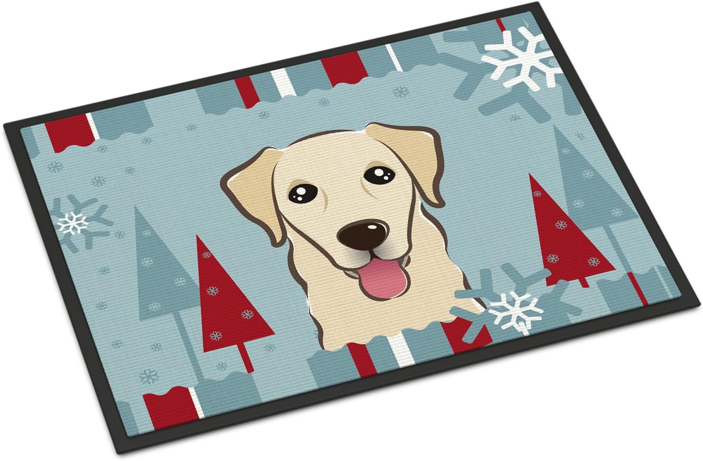Caroline's Treasures BB1748MAT Winter Holiday Golden Retriever Doormat 18x27 Front Door Mat Indoor Outdoor Rugs for Entryway, Non Slip Washable Low Pile, 18H X 27W