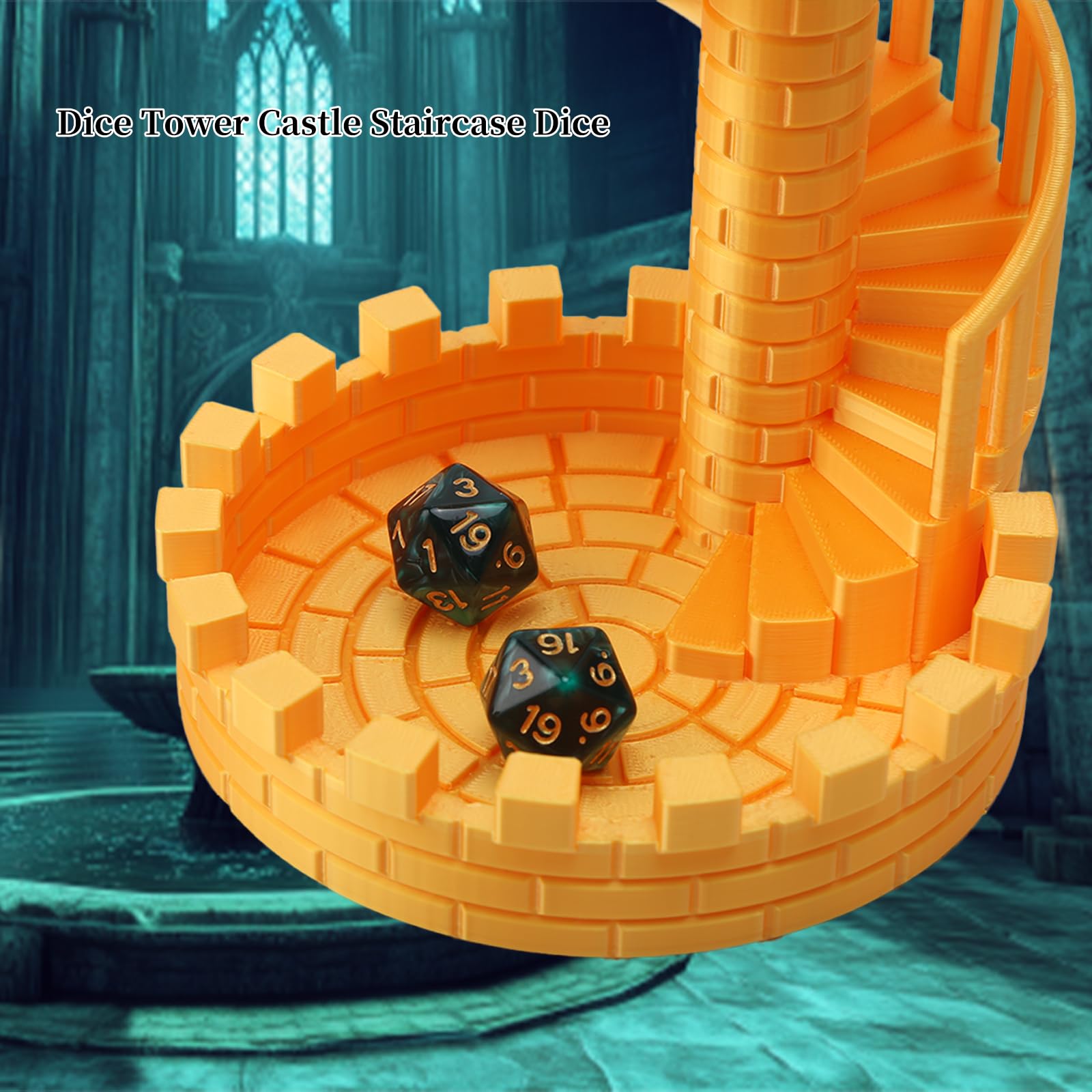 Dice Tower Castle Dice Rolling Tower con vassoio per giochi di ruolo da tavolo Dungeons and Dragons