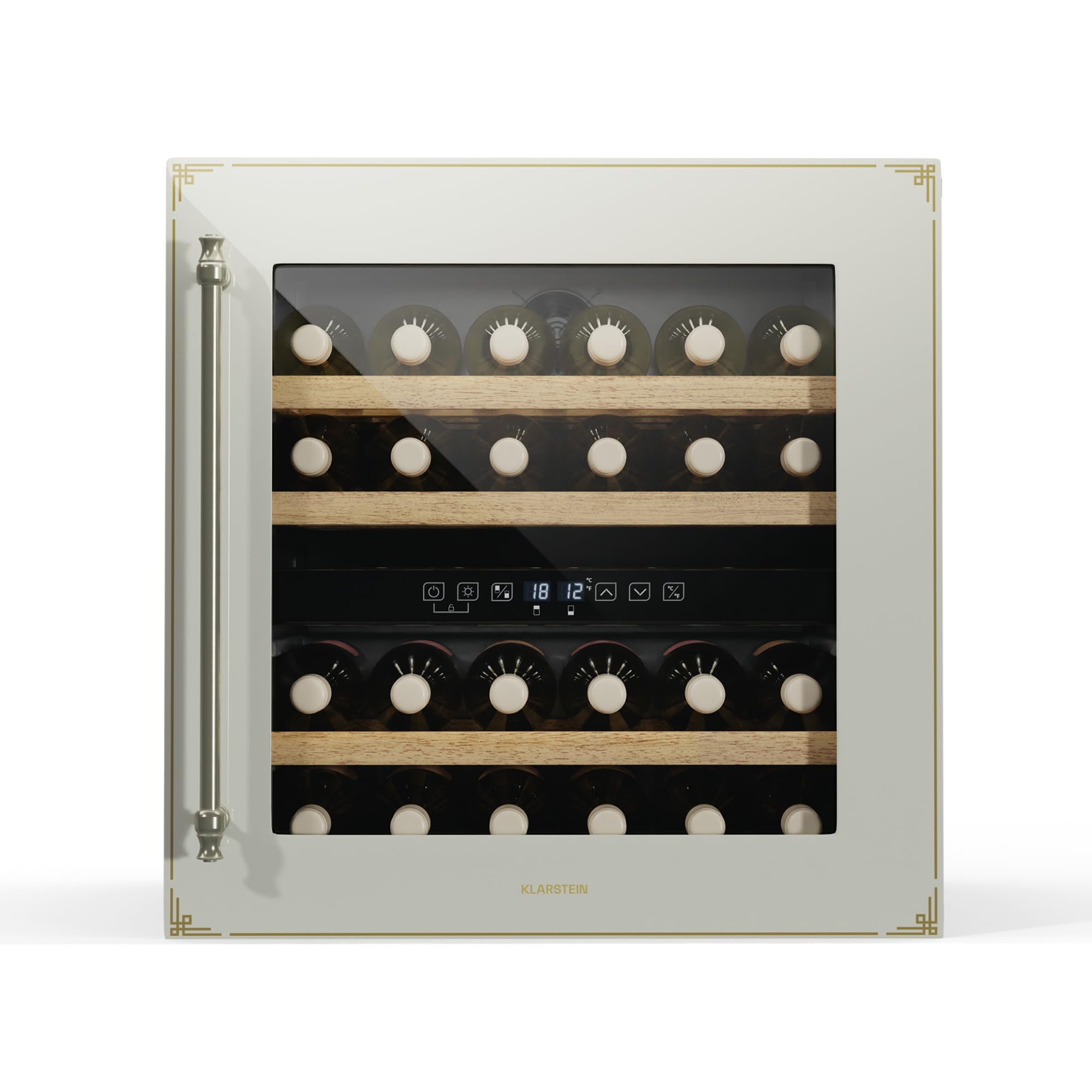 Klarstein Vinsider Victoria 36 vinoteca - 36 botellas, 2 zonas, 5-22°c, control táctil, led, protección UV, silenciosa, integrada, crema