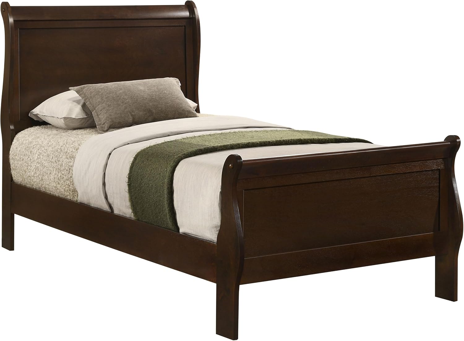 Coaster Home Furnishings Louis Philippe Traditional Bedroom Wooden Twin Size Sleigh Bed Frame 47-Inch Panel Headboard Cappuccino Brown 202411T