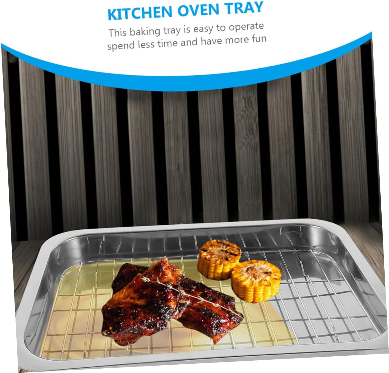 Zerodeko Stainless Steel Rectangular Baking Tray with Rack Heavy Duty Oven Roaster for Baking Cooking and Serving Nonstick Design for Home Chefs and Kitchen Use