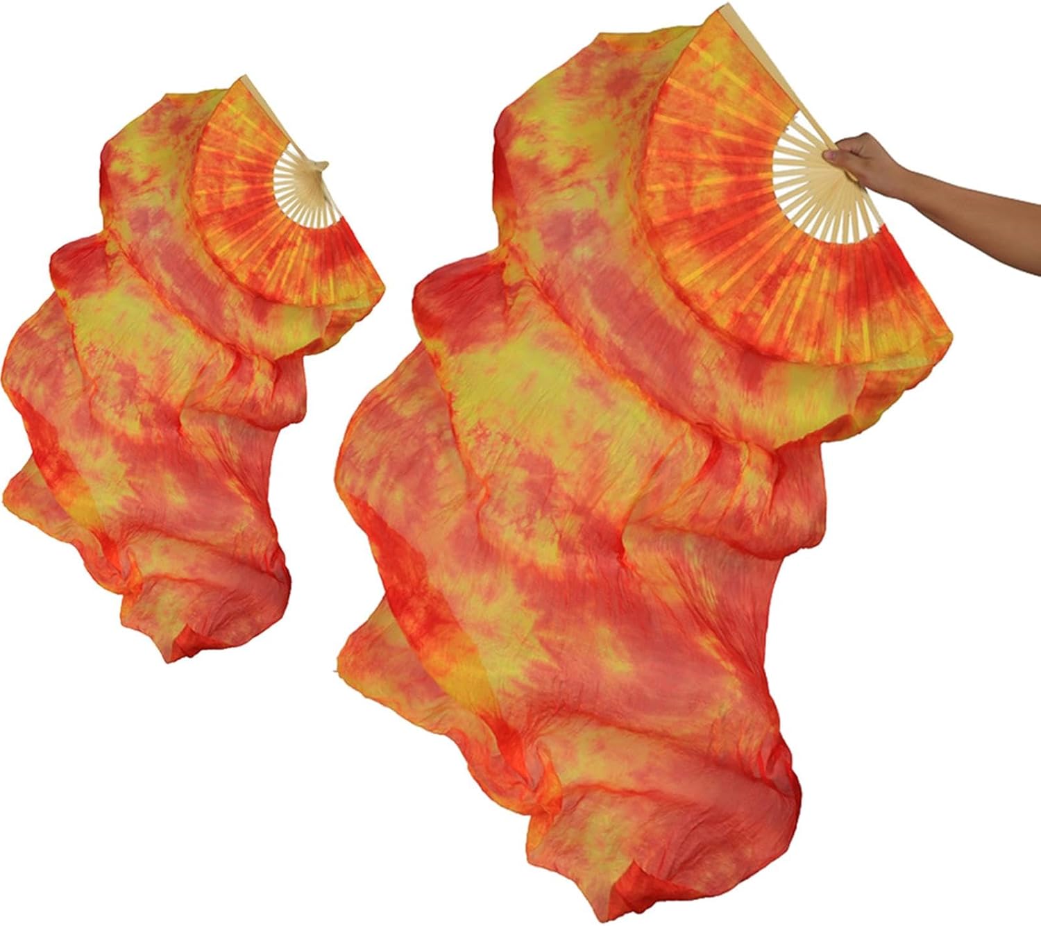 1 Pair Silk Belly Dance Fan Veils Dancer Practice Fans Party Stage Carnival