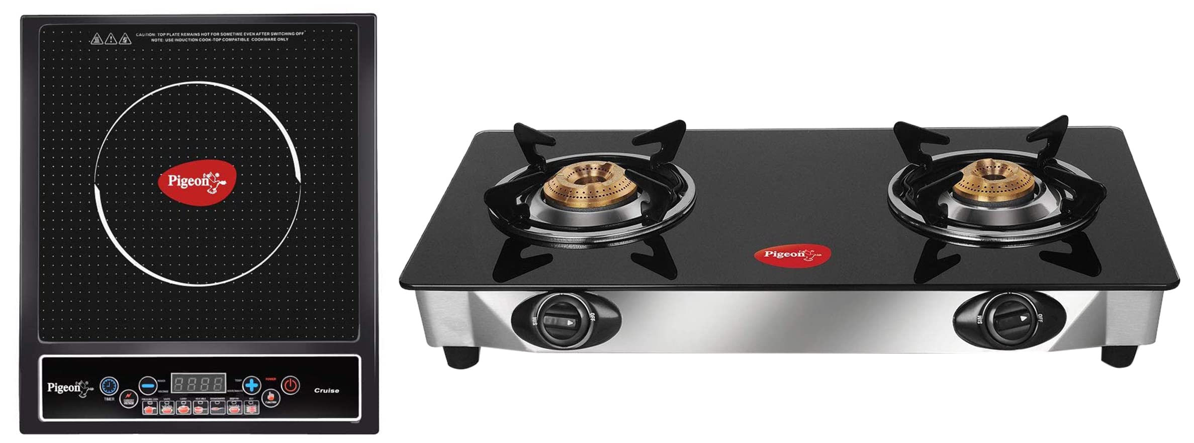 Pigeon By Stovekraft Favourite Manual 2-Burner Glass Top Gas Stove, Black + Cruise 1800-Watt Induction Cooktop (Black,Stainless Steel )-picture-18