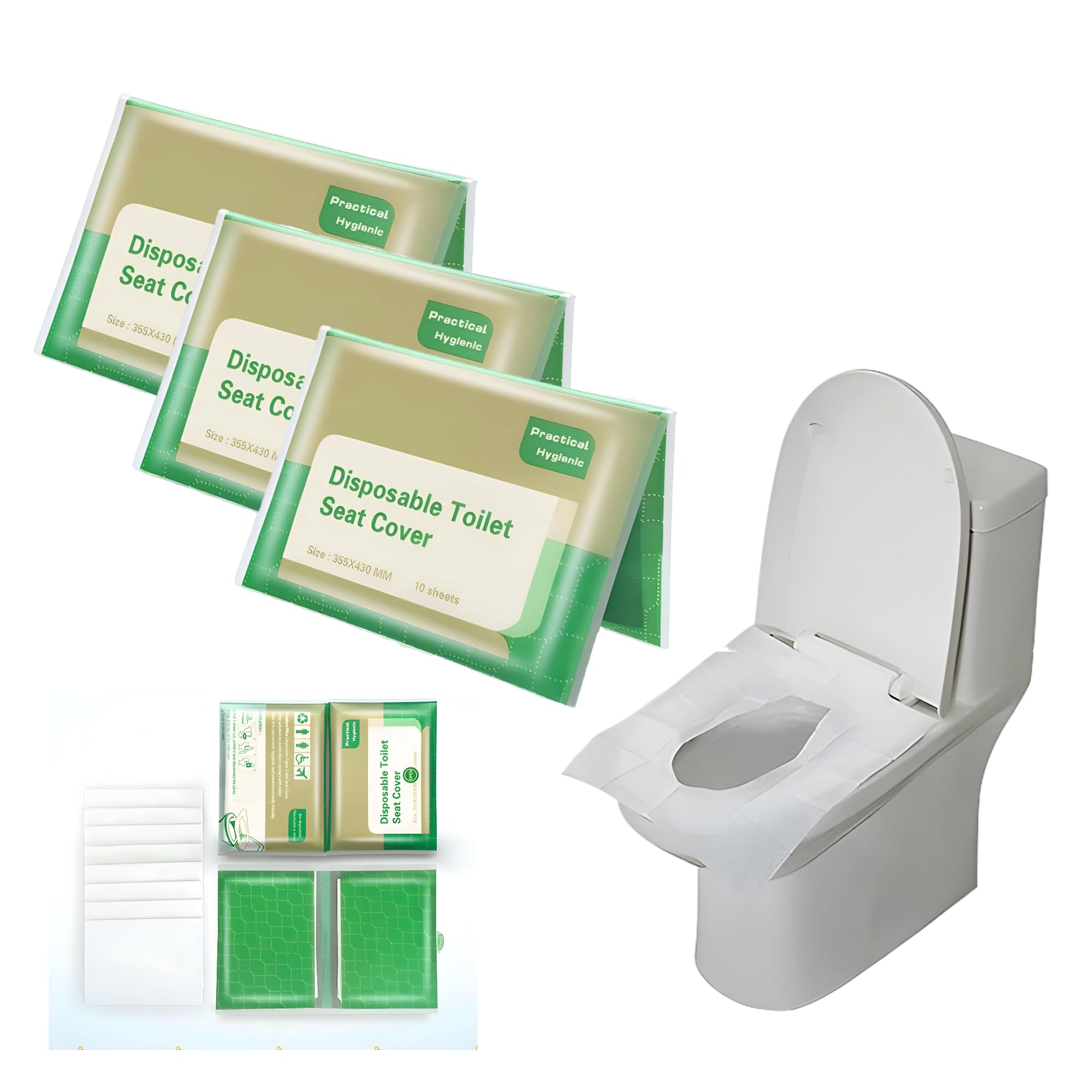 Pack of 3 Disposable Toilet Seat Paper Cover Travel Pack - 30 Sheets, Water-Soluble, Anti-Bacterial, Hygiene-Friendly, Biodegradable Toilet Covers for Children and Adults, Perfect for Travel (B0D8WMYNGX) Amazon Price History, Amazon Price Tracker