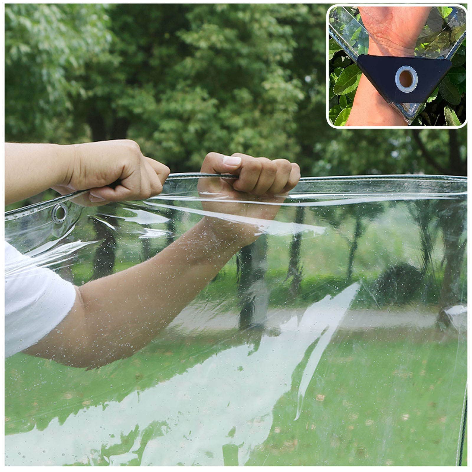 Tarp Waterproof Outdoor, Transparent Plastic Tarpaulin with Eyelets, Heavy-Duty PVC Tarp Cover of 600g/m², Clear Anti-Aging Tarpaulin for Plants, Flowers and Swimming Pools,1.9x3m/6.2 * 9.8ft