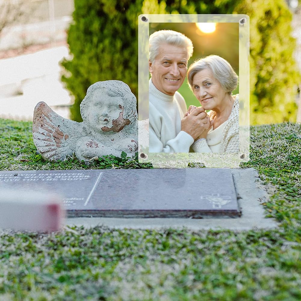 5x7 Grave Waterproof Photo Frame,Decorationfor Cemetery,Memorial Gifts, Sympathy Gift,Pet Photo Frame，Cemetery Decorations (1 PC)