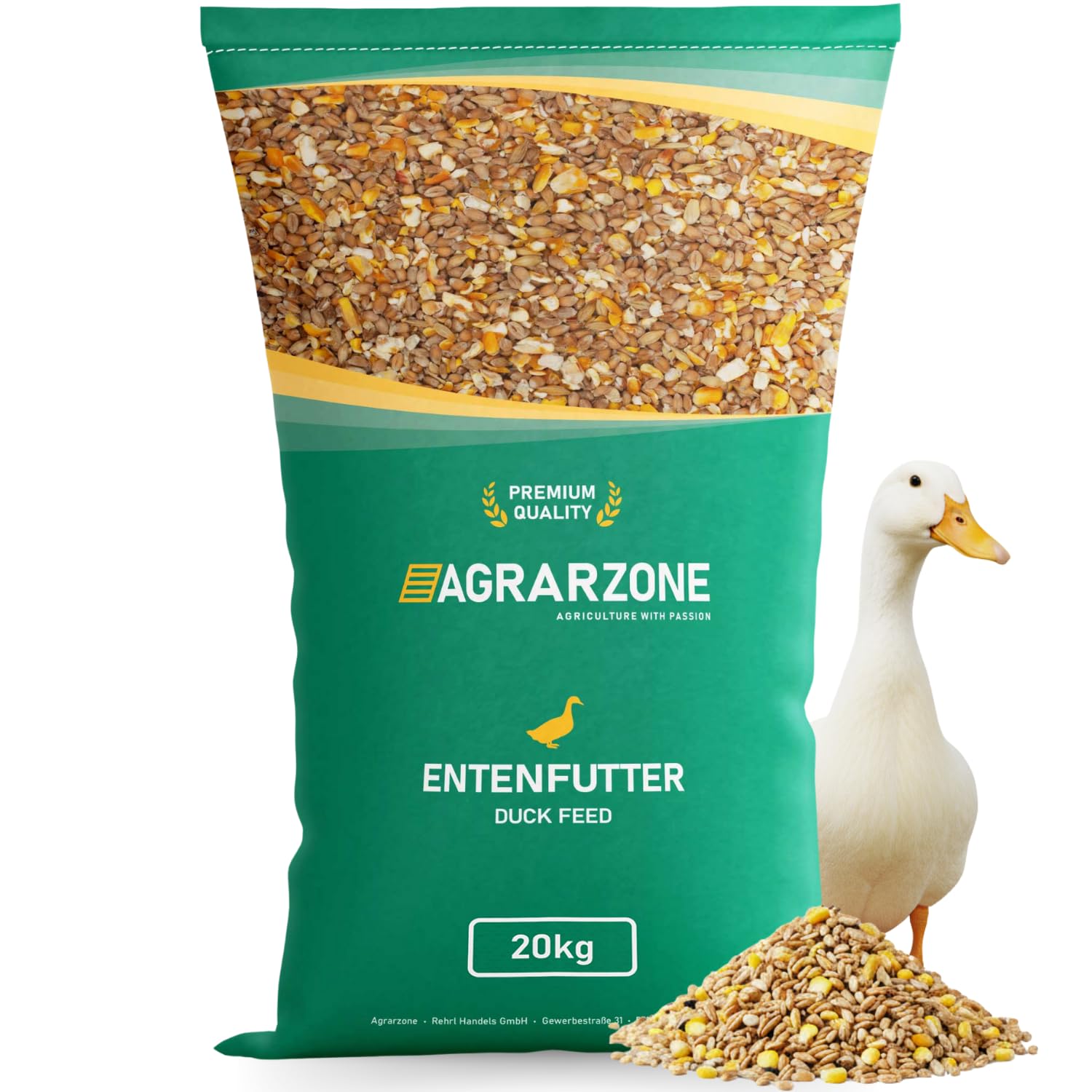 Agrarzone Entenfutter Laufenten 20 kg - Österreichisches Laufenten Futter - 100% Gentechnikfrei & Gereinigt - Geflügelfutter für Wildenten, Enten & Gänse