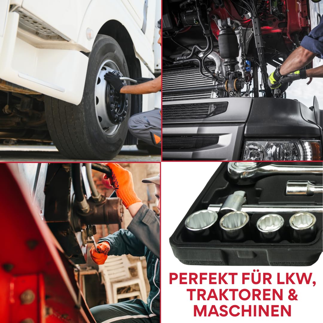 Steckschlüsselsatz 3/4" 21-tlg 19–50 mm 12-kant CrV-Stahl Im Koffer | Profi Ratschenkasten Knarrenkasten Vielzahn Nüsse Stecknuss Set