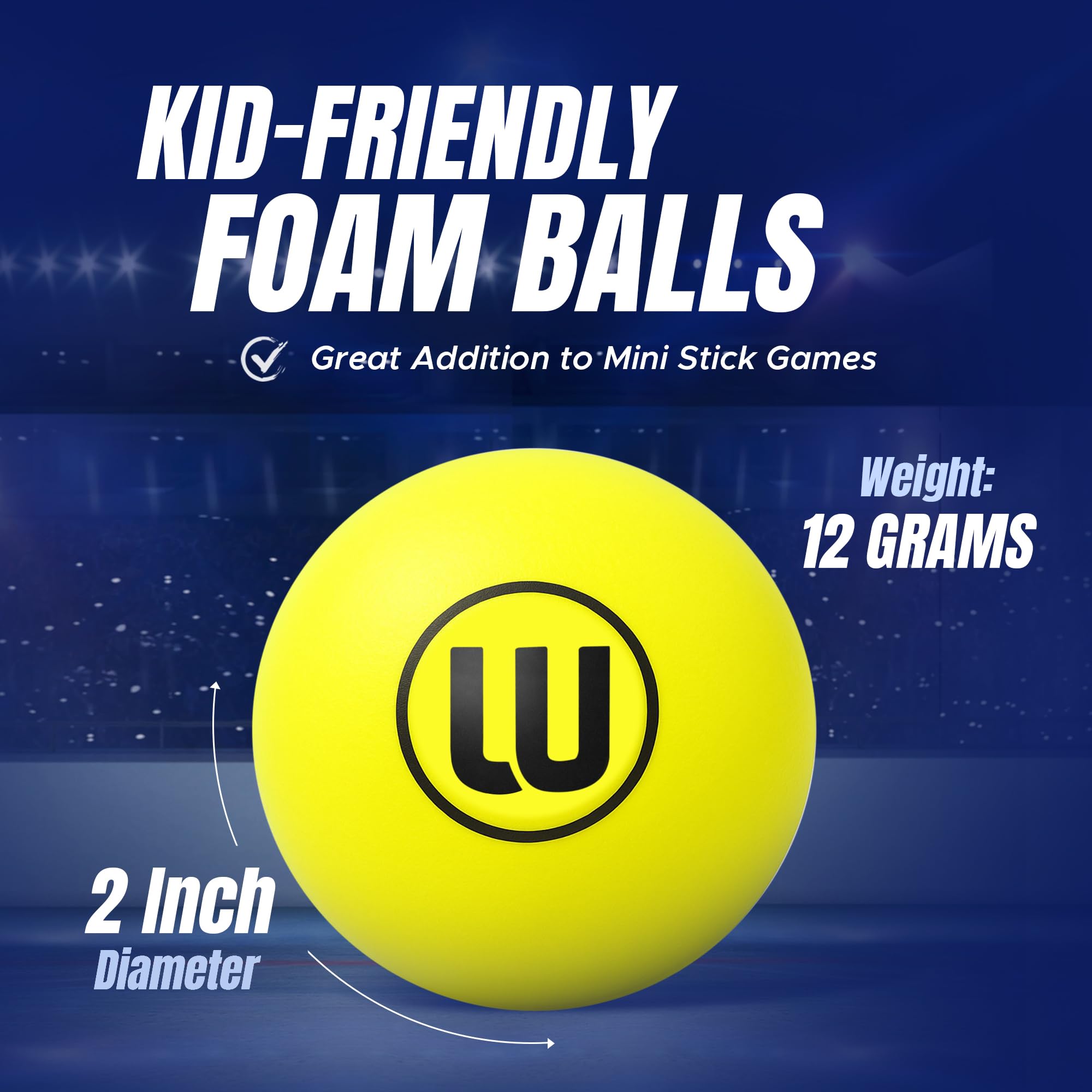 Winnwell Knee Hockey Foam Balls - Indoor Mini Stick Hockey Balls for Kids - Soft Foam 4-Pack with Drawstring Bag - 2" Diameter Ball - Image 4