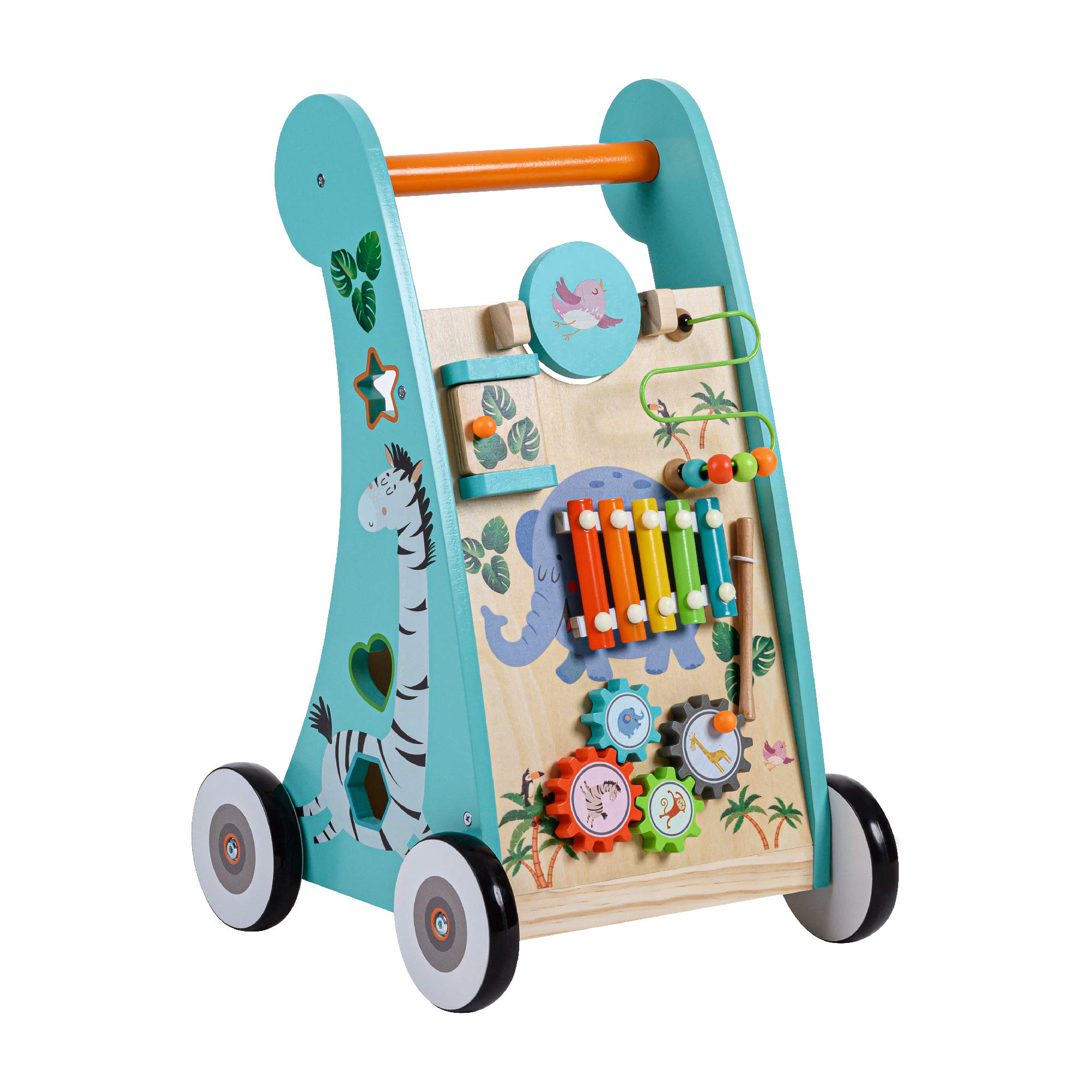 Teamson Kids Kinder Vorschule Labor Spielen Holz Lauflernhilfe & Aktivitätszentrum Blau PS-T0008 | Spiel Lernspiel Spielzeug, Musikalisch, Motorische Fähigkeiten