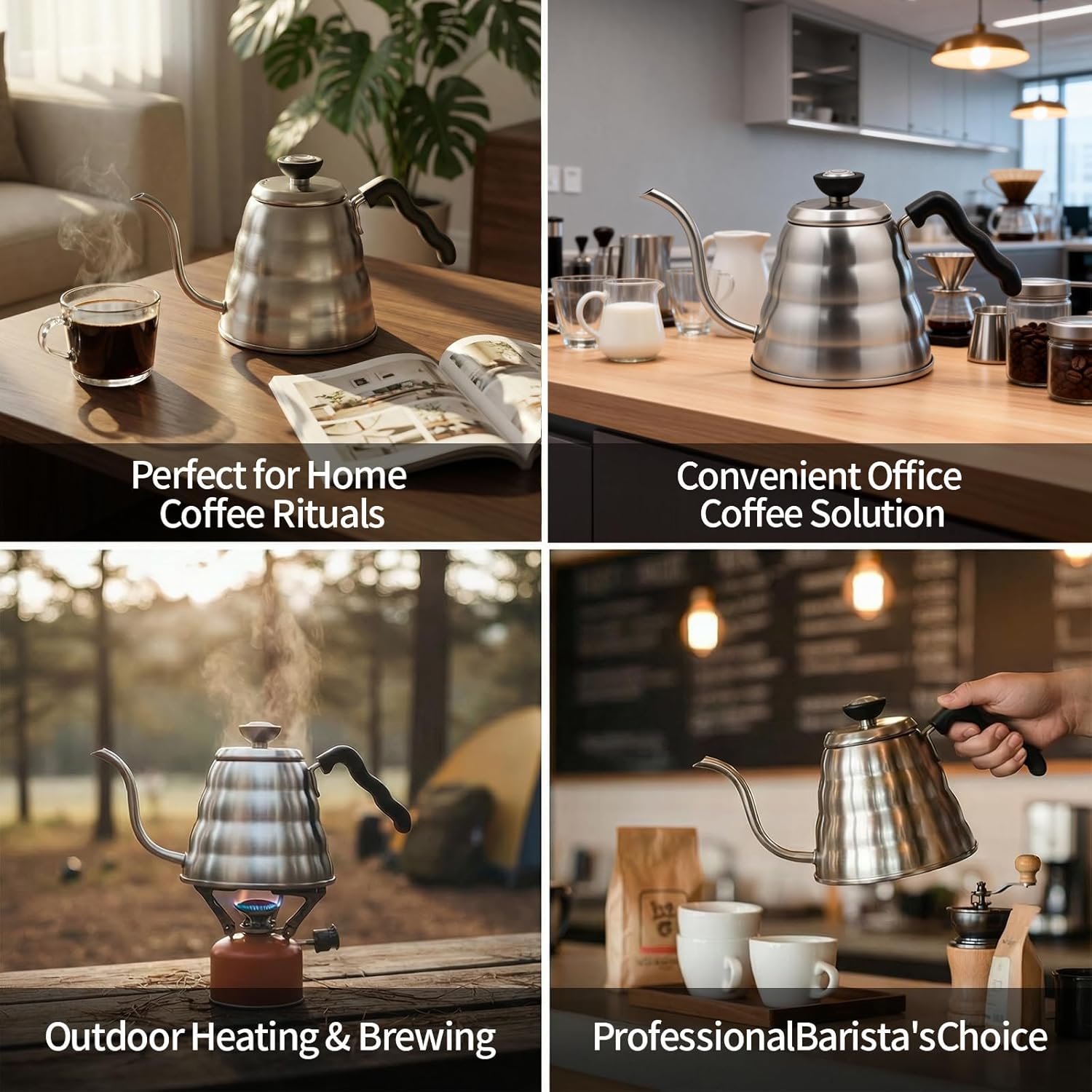 Gooseneck Kettle Stovetop 1.2L (40 oz) with Thermometer & 40 Filters - Stainless Steel Long Spout Tea Kettle for Precision Pour Over Coffee,drip coffee and Tea