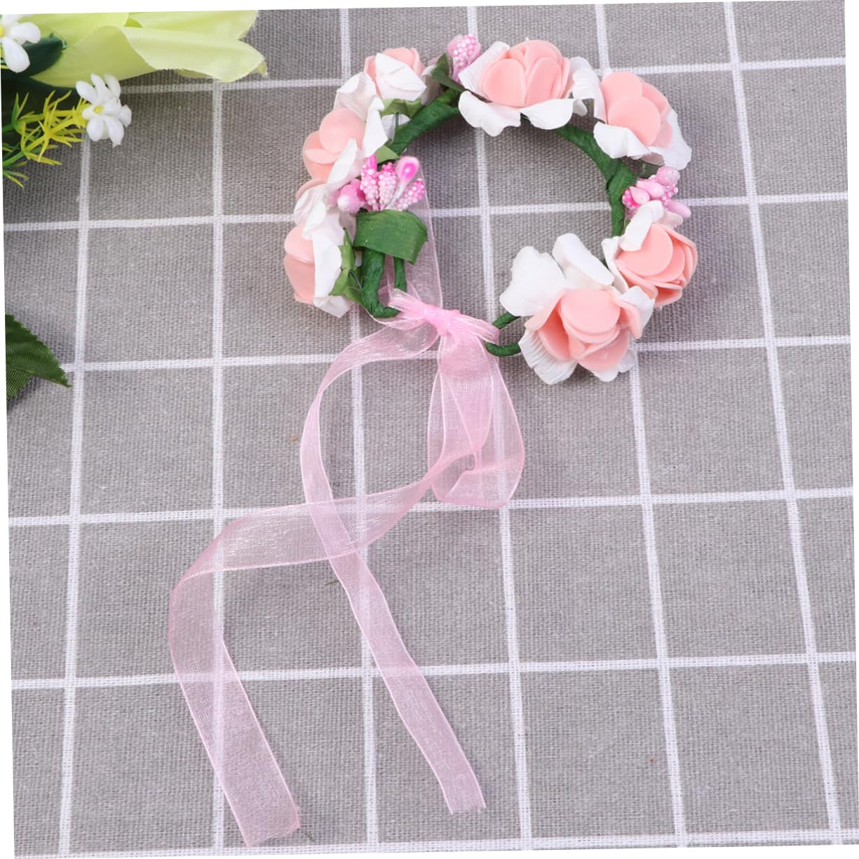 Girls accessories 6 sztuk ślubnego nakrycia głowy i bransoletki Girlanda do włosów i kwiatowa bransoletka Wianek i pętla na rękę Różowa Birthday Gift