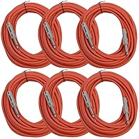 Vista 21 de Seismic Audio SASTSX-10Red-6PK 10 pies TS de 1/4 de pulgada, cable para guitarra, instrumento o parche, color rojo