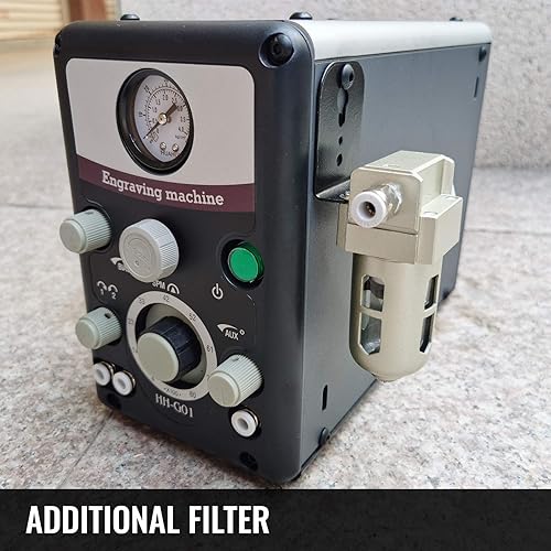 Miniatura 5 de VEVOR Máquina neumática grabadora de joyas 110V 60Hz Máquinas neumáticas de grabado a mano 400-8000 RPM Graver neumática de doble cabeza micro