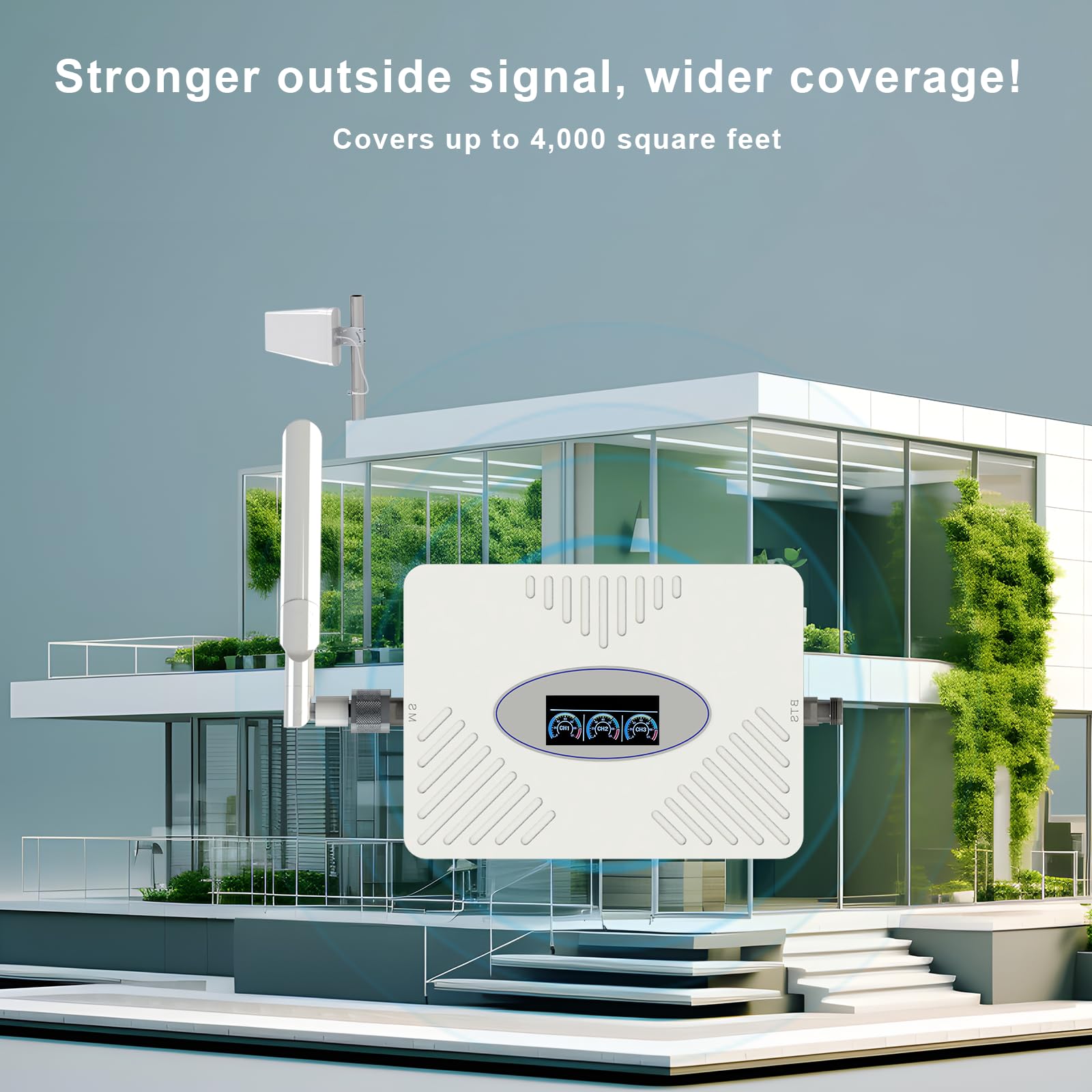 Cell Phone Signal Booster for Home Office - up to 4000 sq ft. Boosts 5G 4G LTE for All U.S. Carriers,Band 66/25/2/4/5/12/13/17,FCC Approved