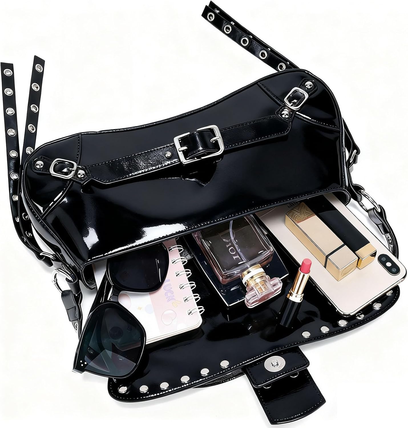 Women's Shoulder Bag Studded Punk Rivet Purse Y2K PU Leather Clutch Y2k Purses for Women Small Purse Hobo Bags - Image 3