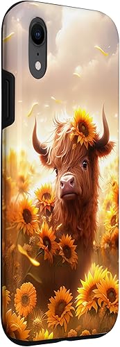 Miniatura 66 de Funda para iPhone 12 mini con diseño de vaca escocesa de las tierras altas y girasoles