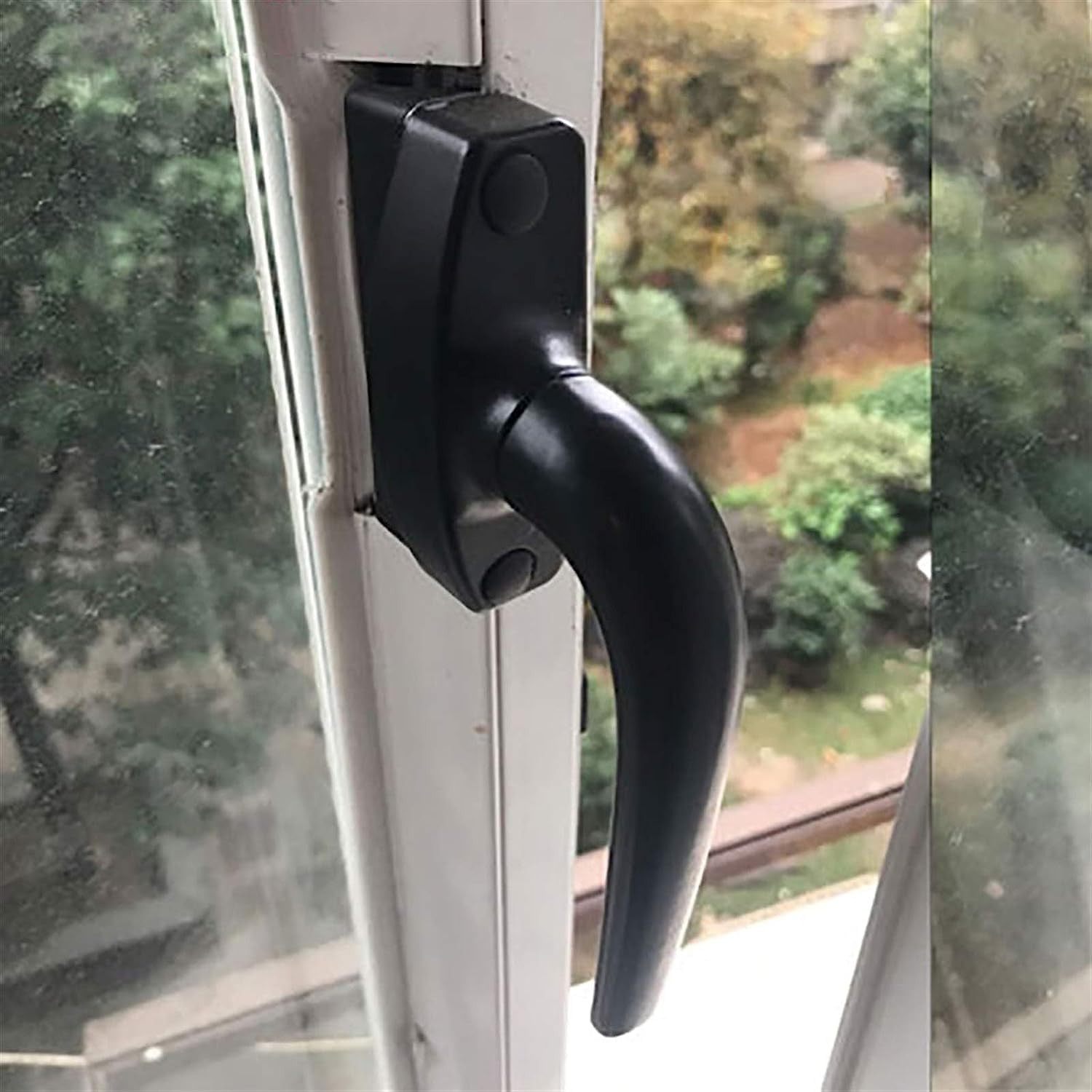 Window Handle, Window Locks, Door and Window Handles, 2PCS Left and Right Gearbox Handles,Outer Glass Window Latches, Window Accessories, Door Locks(Color:Svart)