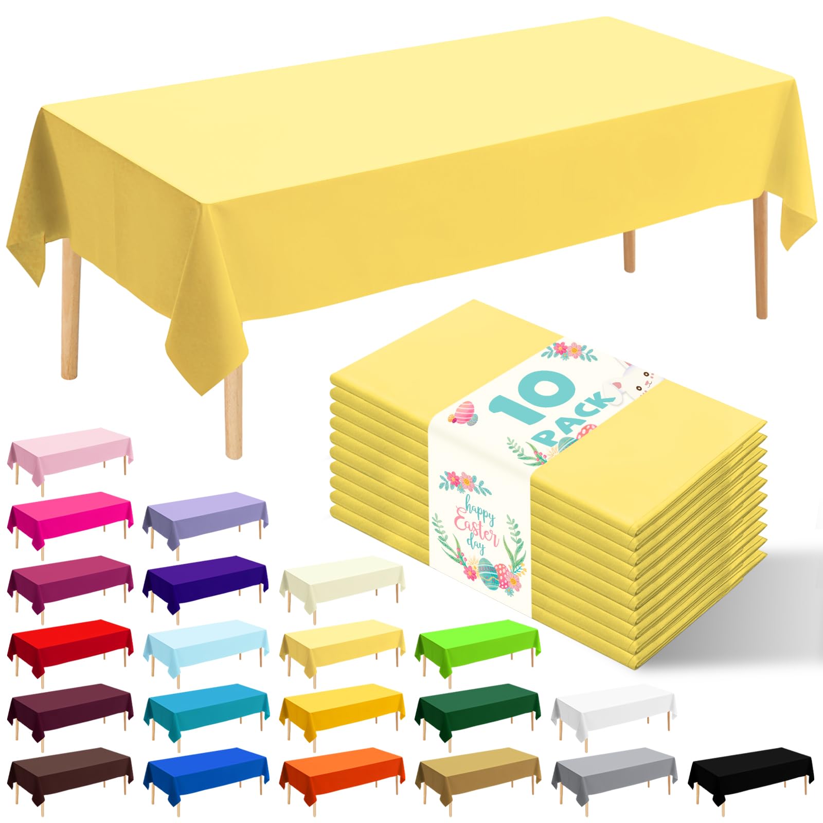 JHDZDHY 10 Pack Premium Disposable Plastic Tablecloth 54" X - tablecloths | Mubboo